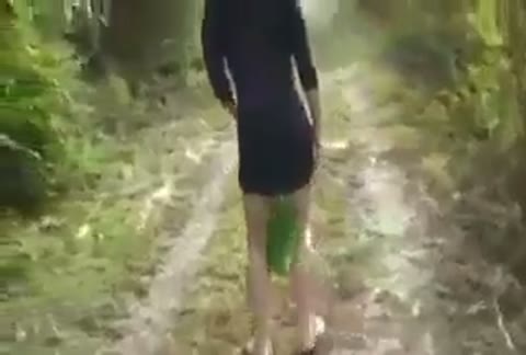 A cute girl carries a turnip in her ass from the garden while her husband films